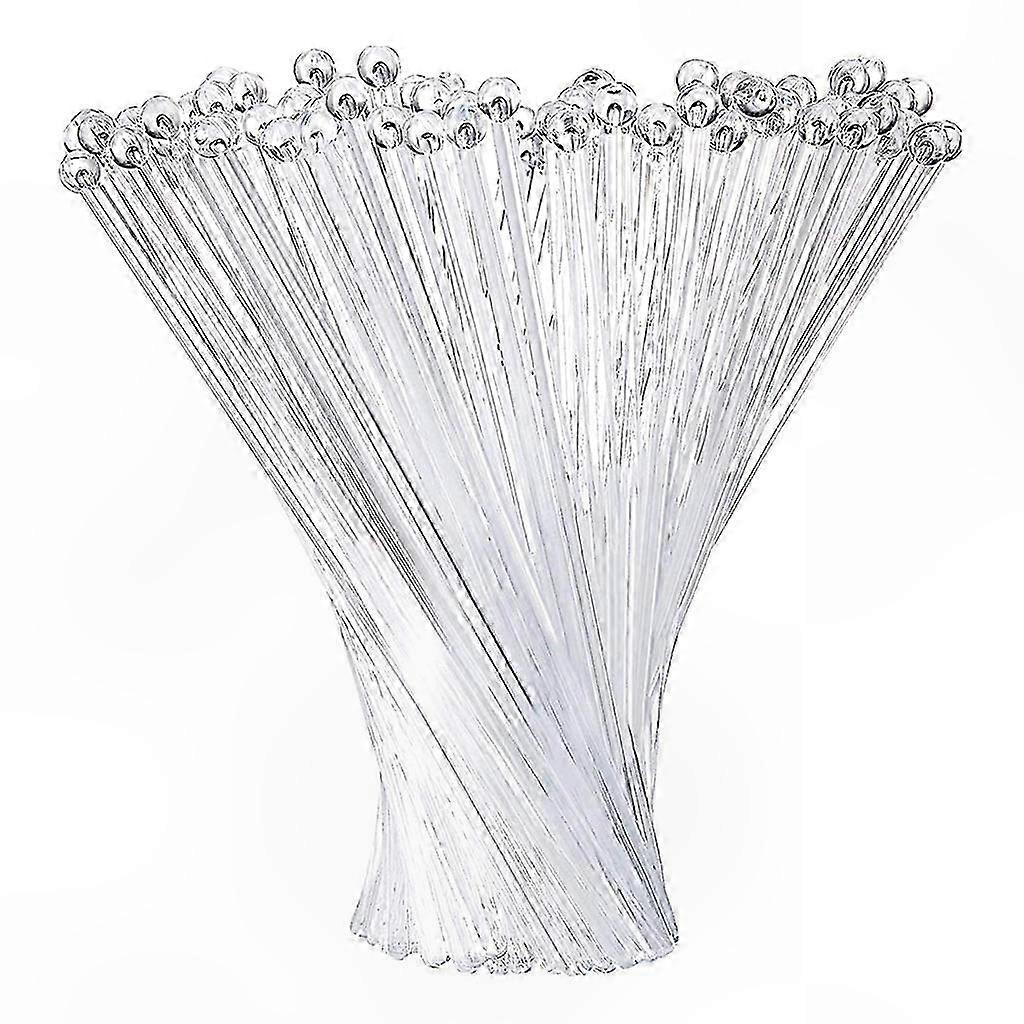100 Pack Transparent Bar Stirrers with Round Tops for Cocktail Mixing