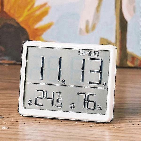 Digital Desk Clock with Thermometer and Hygrometer, Mini Alarm Clock for Home, Simple Electronic Clock
