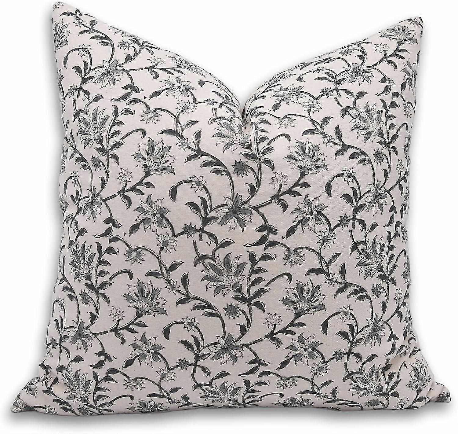 Block Print Duck Canvas Cotton 50.80X50.80 Throw Pillow Cover Cushion Cover