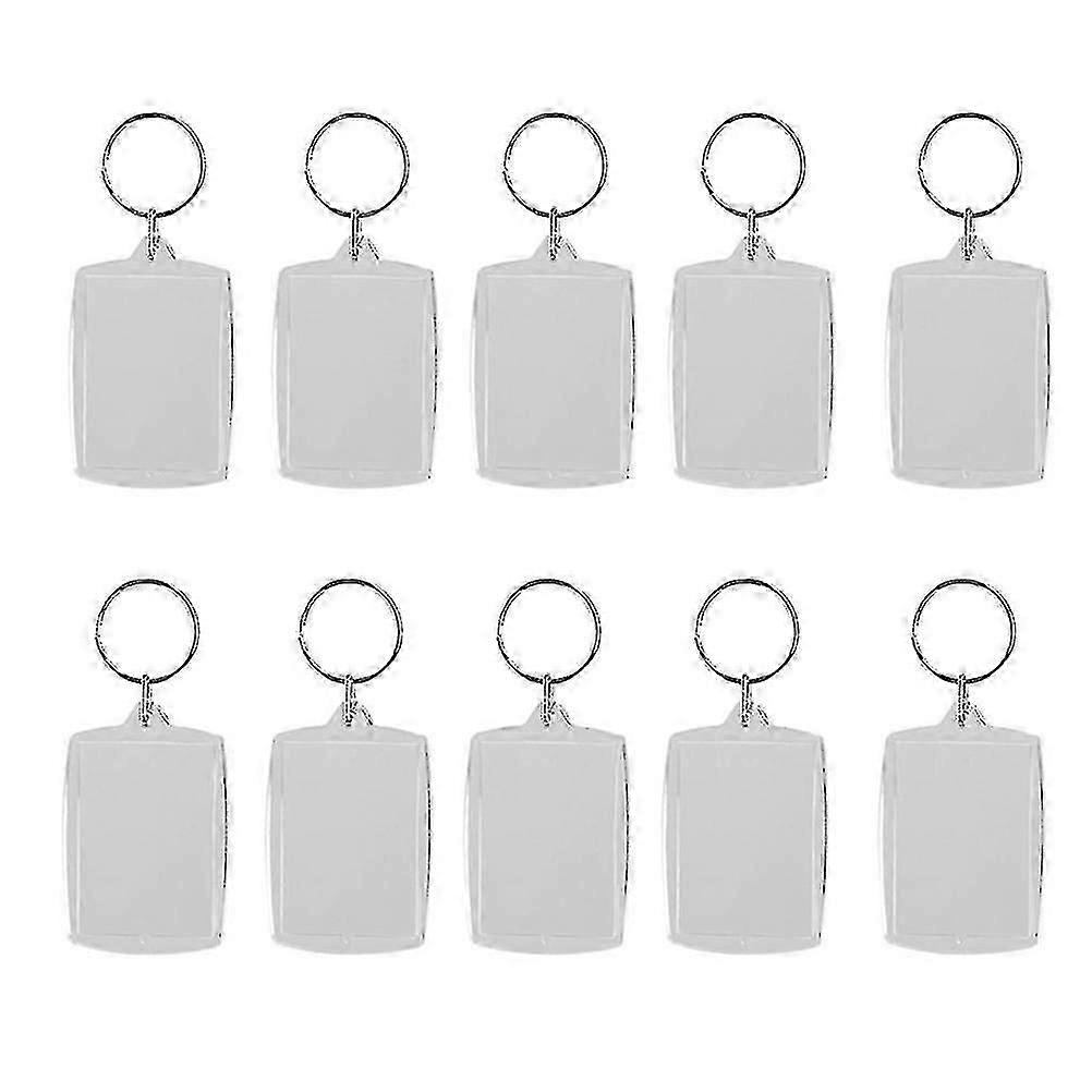 10pcs Blank Insert Photo Picture Frame Split Ring Keychain 5*3.3cm
