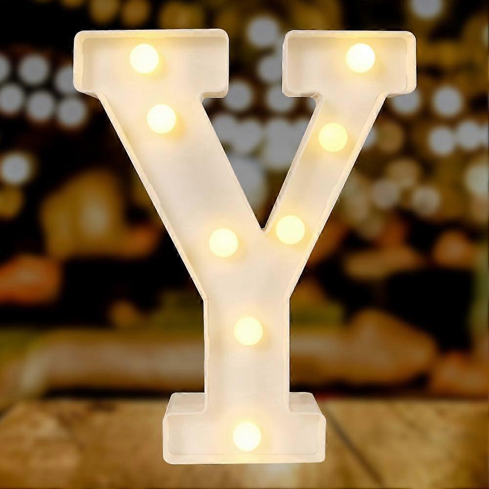 LED Letter Lights Battery Powered White Plastic Modern Style Letter Y
