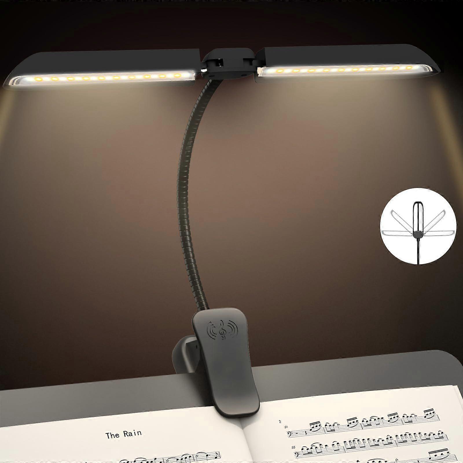 64 Led Rechargeable Music Stand Light - Folding Clip On Piano Lamp, Portable Professional with 5 Brightness3 Color Temperature for Grand Piano and Boo