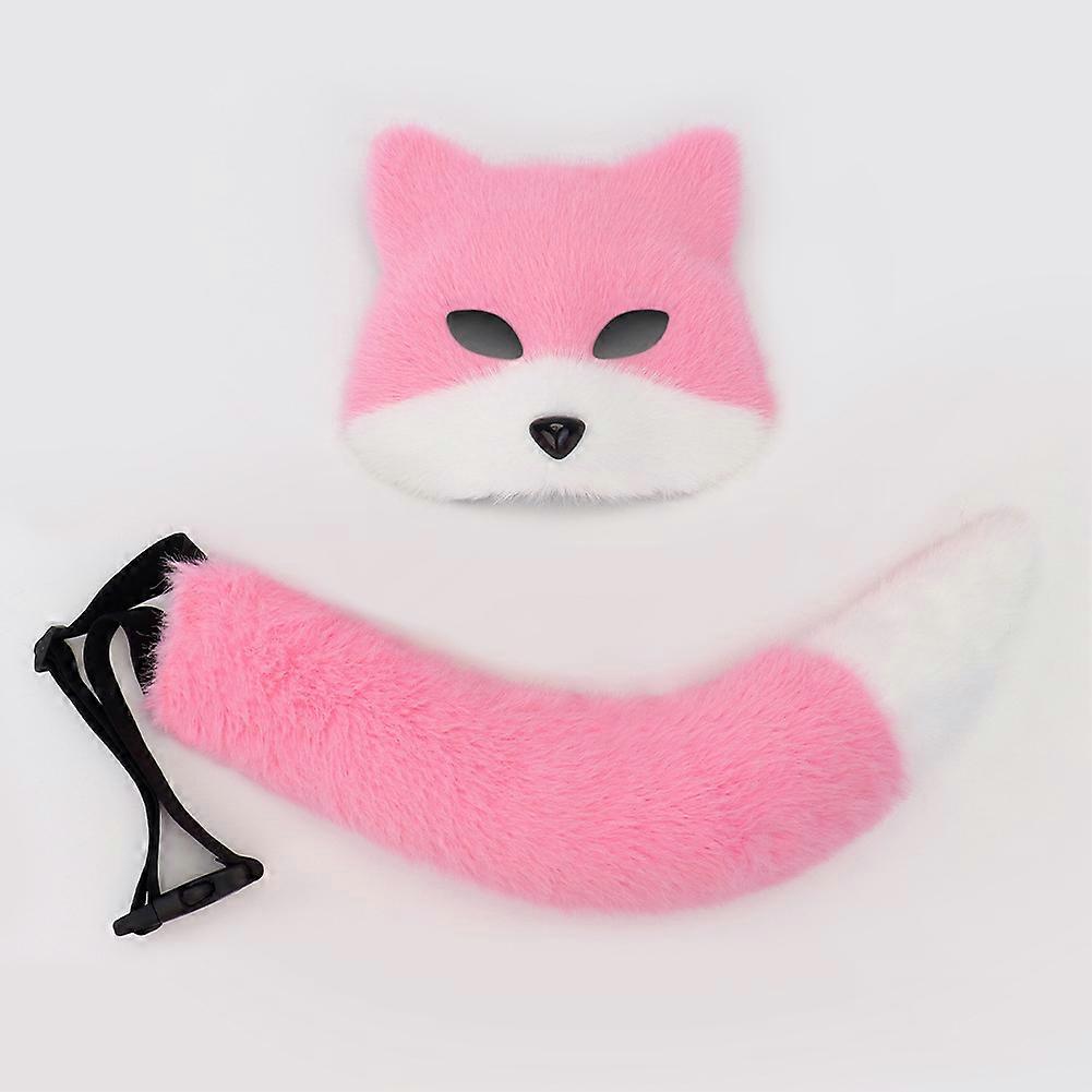 Fox mask set cosplay masquerade props accessories animal tail color matching plush tail