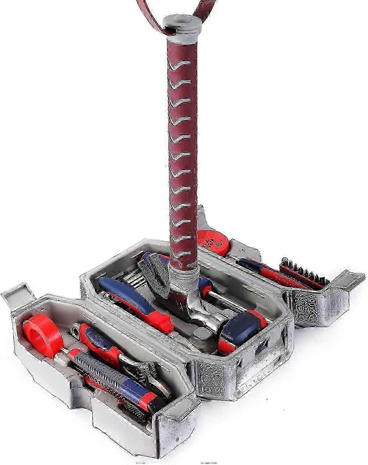 Thor Odinson Mjolnir家庭修理工具套装工具箱手动修理便携式工具箱锤子,实用刀,扳手,钳子,螺丝刀,卷尺,内六角刀