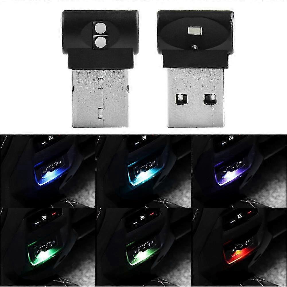 2 PCS Car USB Atmosphere Light LED Decorated Lighting Light Colorful Adjustable 2025