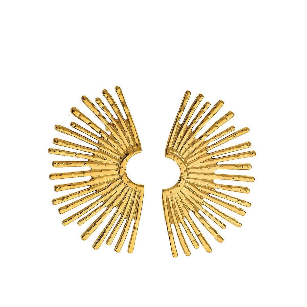 Earrings, Women's Unique Fan-Shaped Exaggerated Design 18K Plated High-End