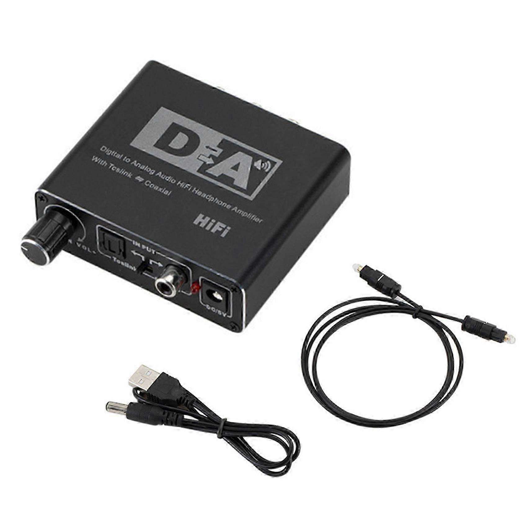 Digital-Analog-Audio-Konverter Glasfaser zu Koaxialsignal zu RCA R/L Audio-Decoder SPDIF AT