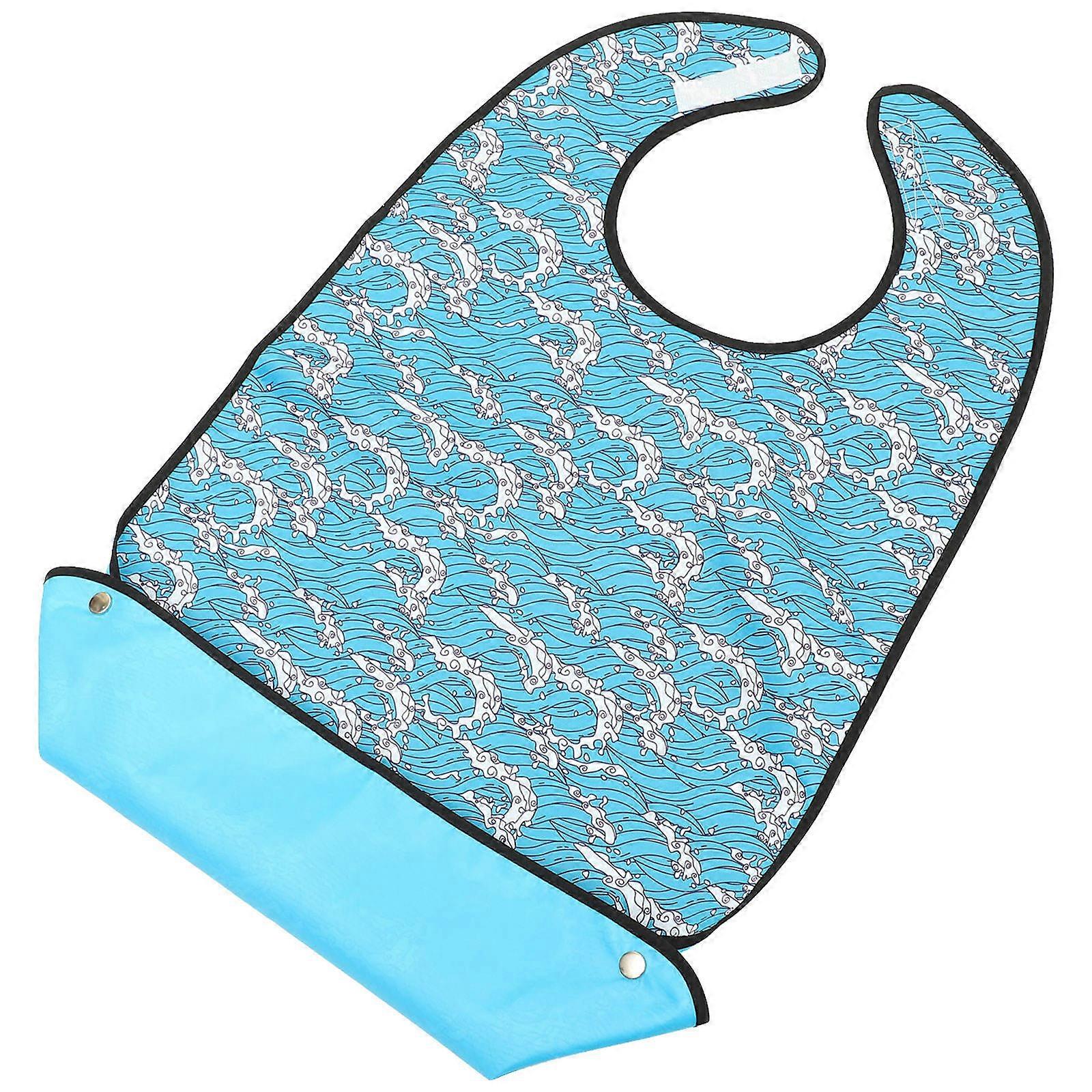 Adult Bibs Waterproof Men Bib Comfortable Design Mealtime Use Sky-Blue Polyester for 1Pack