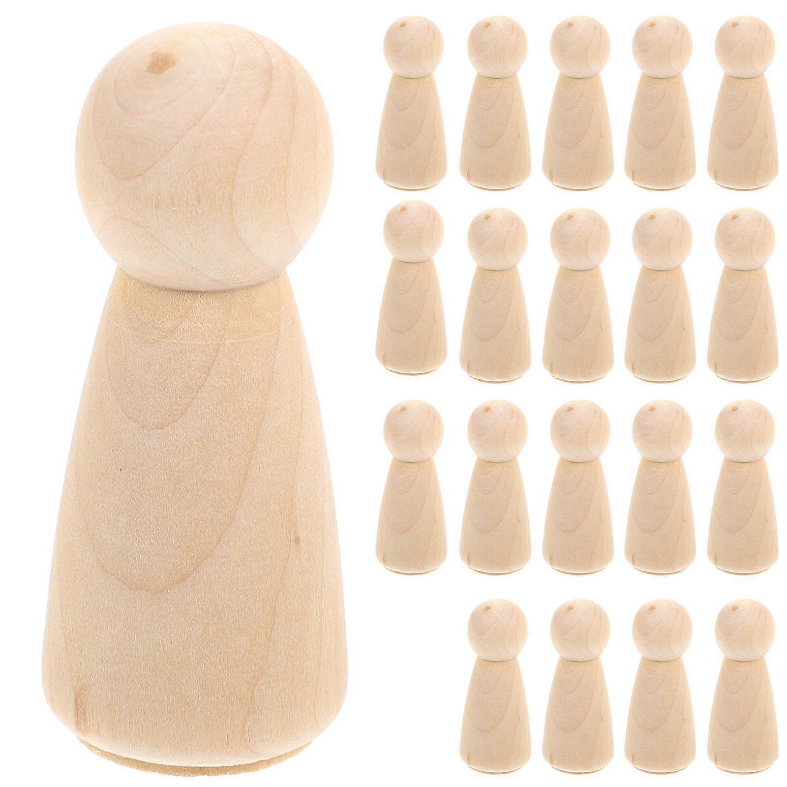 Wooden Peg Dolls for DIY Projects 80Pcs Beige Wood Figures Unfinished