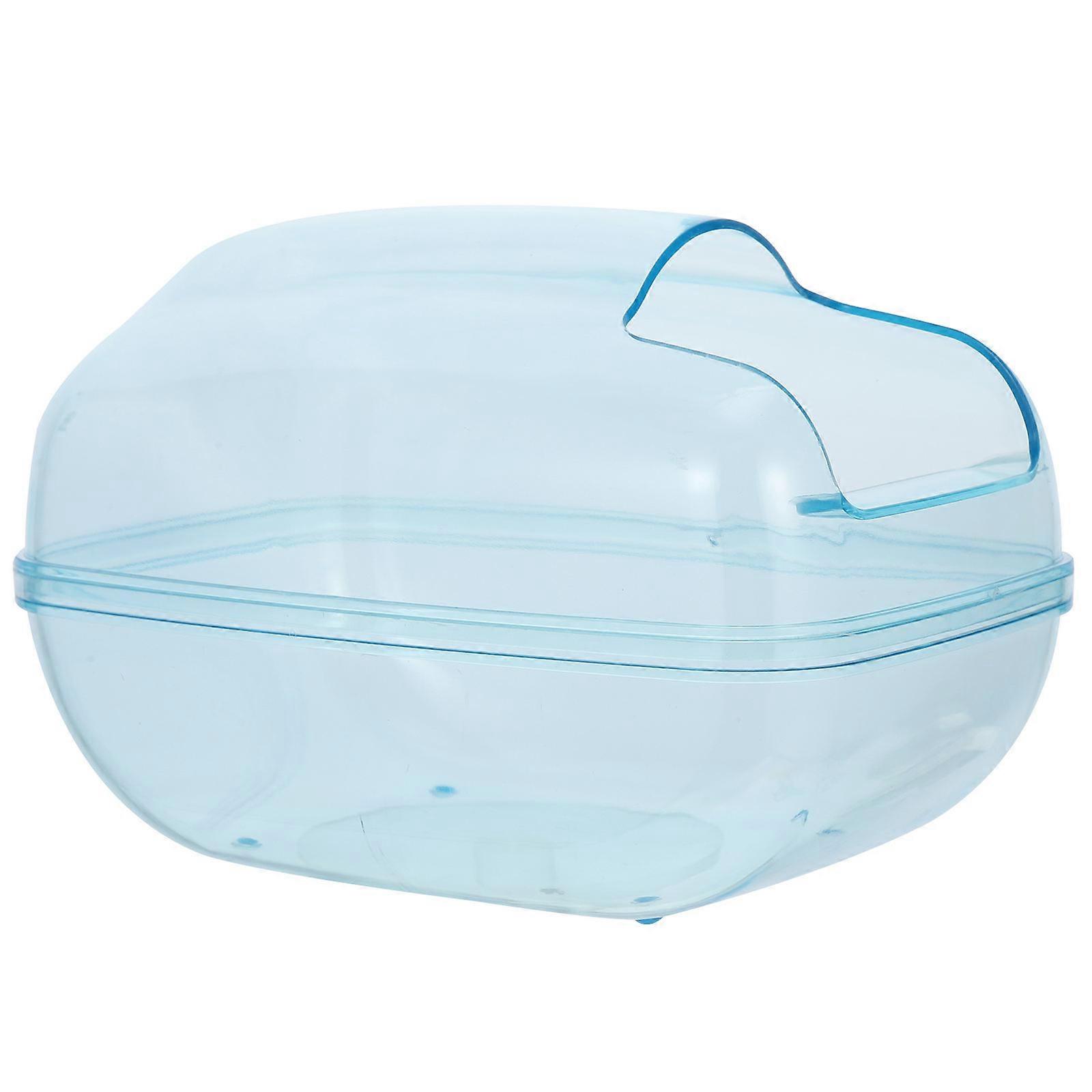 Hamster Bath Container Bathtub Bathing Time Home Use Transparent Plastic for Hamster Cage 1Pack