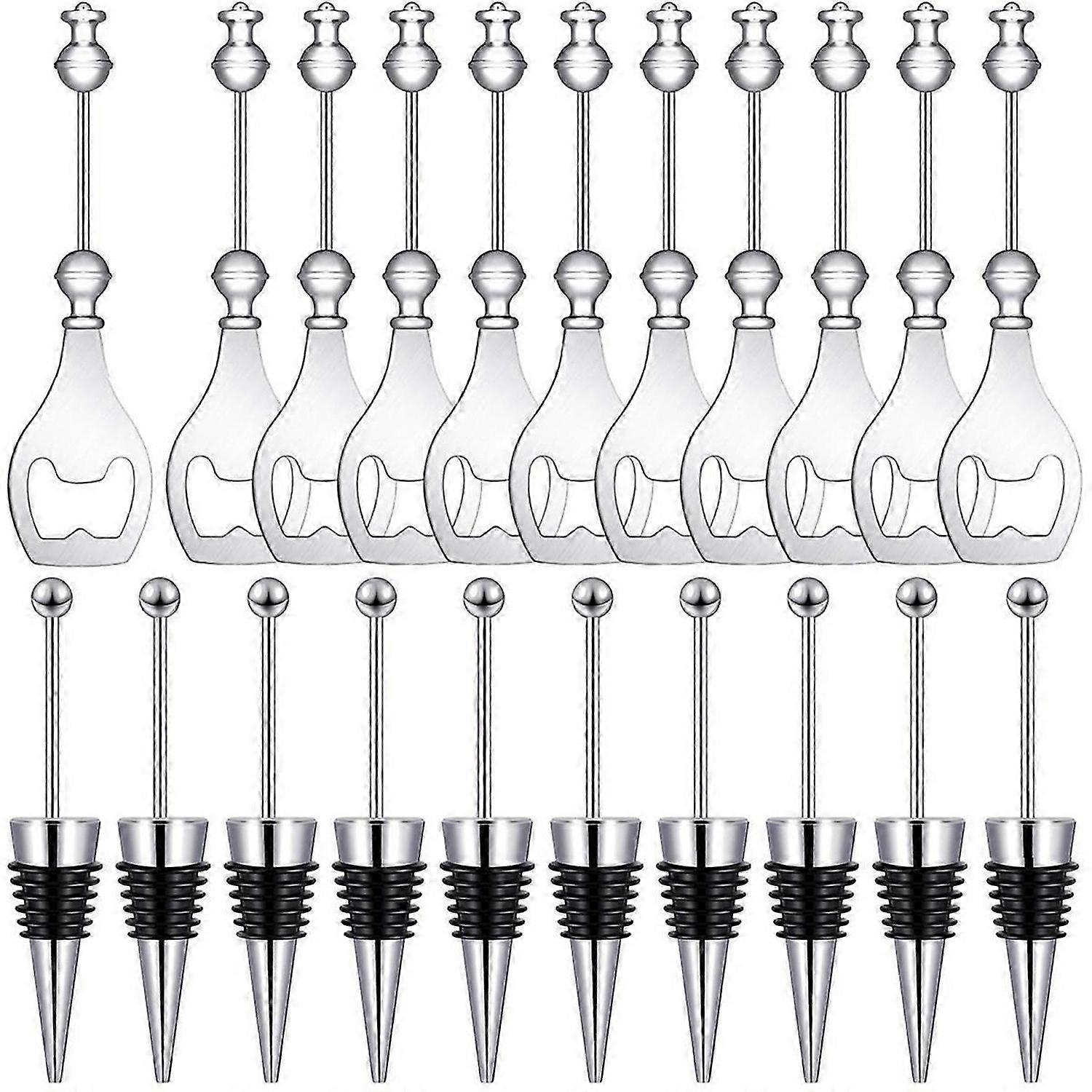 10 Beaded Wine Bottle Stopper 10 Alloy Reusable Bottle Opener