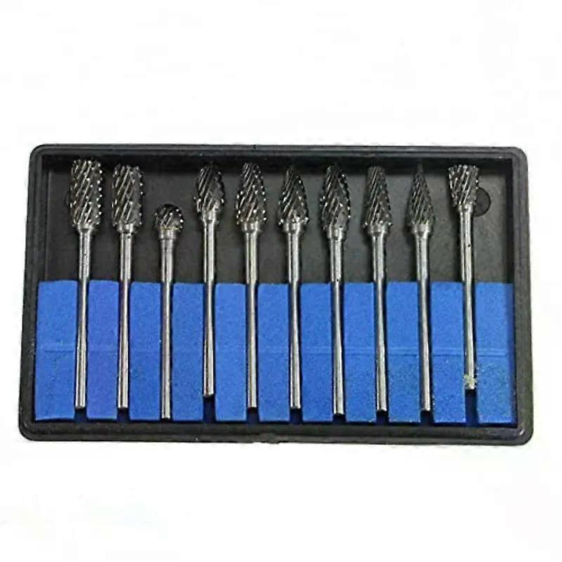 10pcs Tungsten Carbide Burr Set Compatible with 3mm Shank Diameter Die Grinder Rotary Tool Rasp Bits Accessories