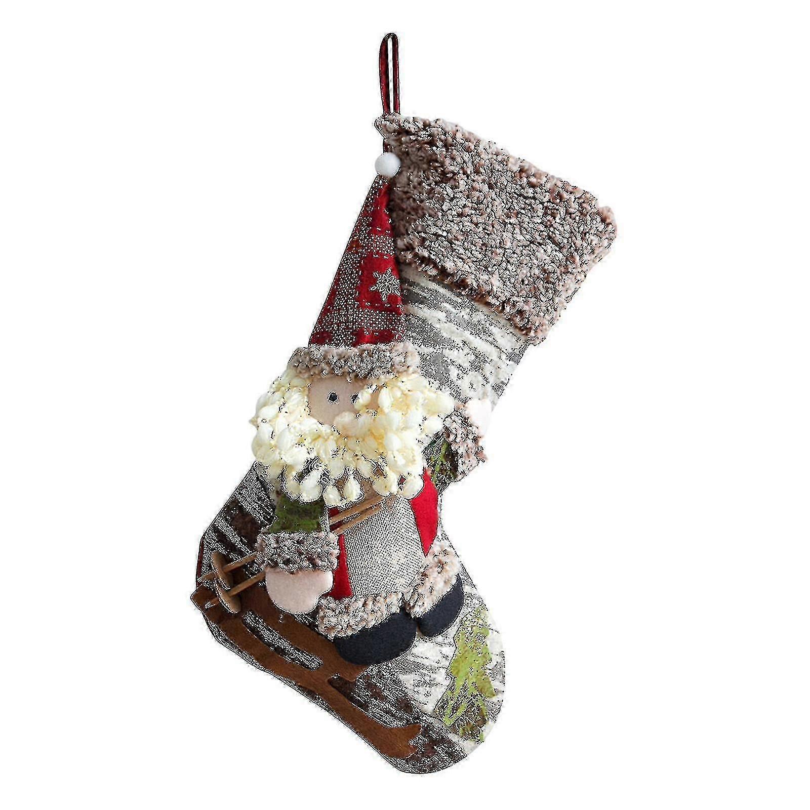 Candy Bag Christmas Gift Christmas Tree Decoration Stockings Christmas Snowman Socks Decoration1pcs-brown