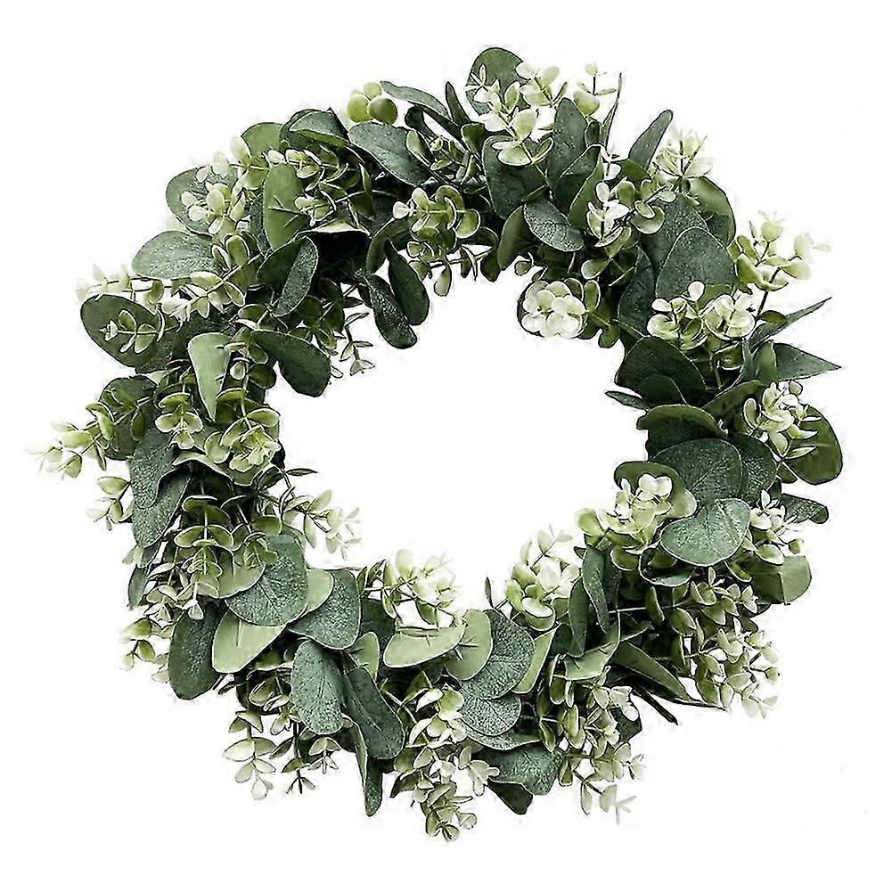 Eucalyptus Wreath for Farmhouse Decor: Green Artificial Wreath for Front Door in Spring and Summer