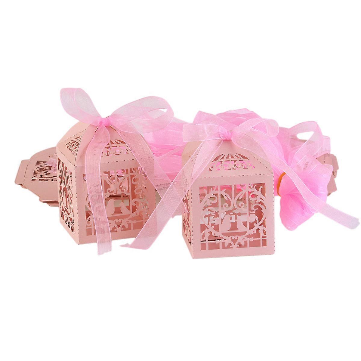Wedding Candy Boxes Bird Candy Box for Storage Use 50Pcs Pink Color
