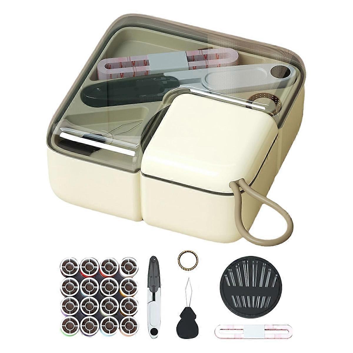 16 Spool Sewing Kit Storage Box Needle & Thread Organizer with Comprehensive Sewing Tools for Begin