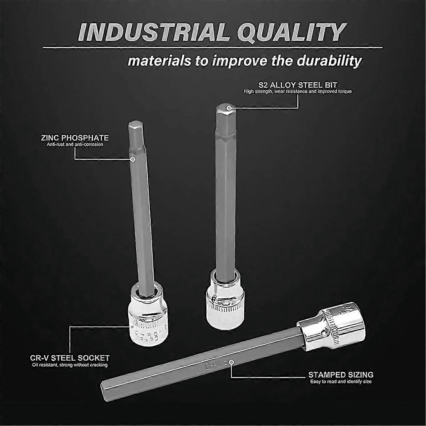 For Extra Long Hex Bit Socket Set 7 Piece H3h10 V 38inch Drive
