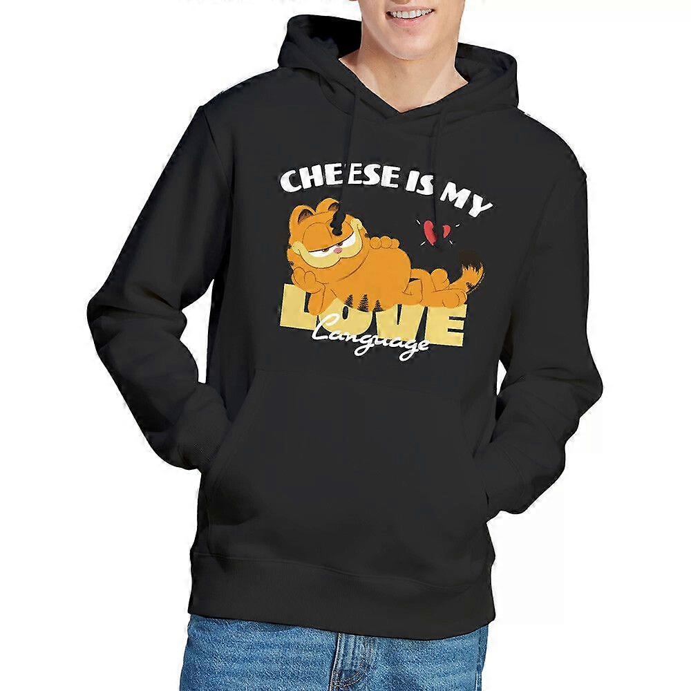 Moletom com Capuz Garfield Movie Cheese Is My Love Language S-3XL, Estilo Preto 1693