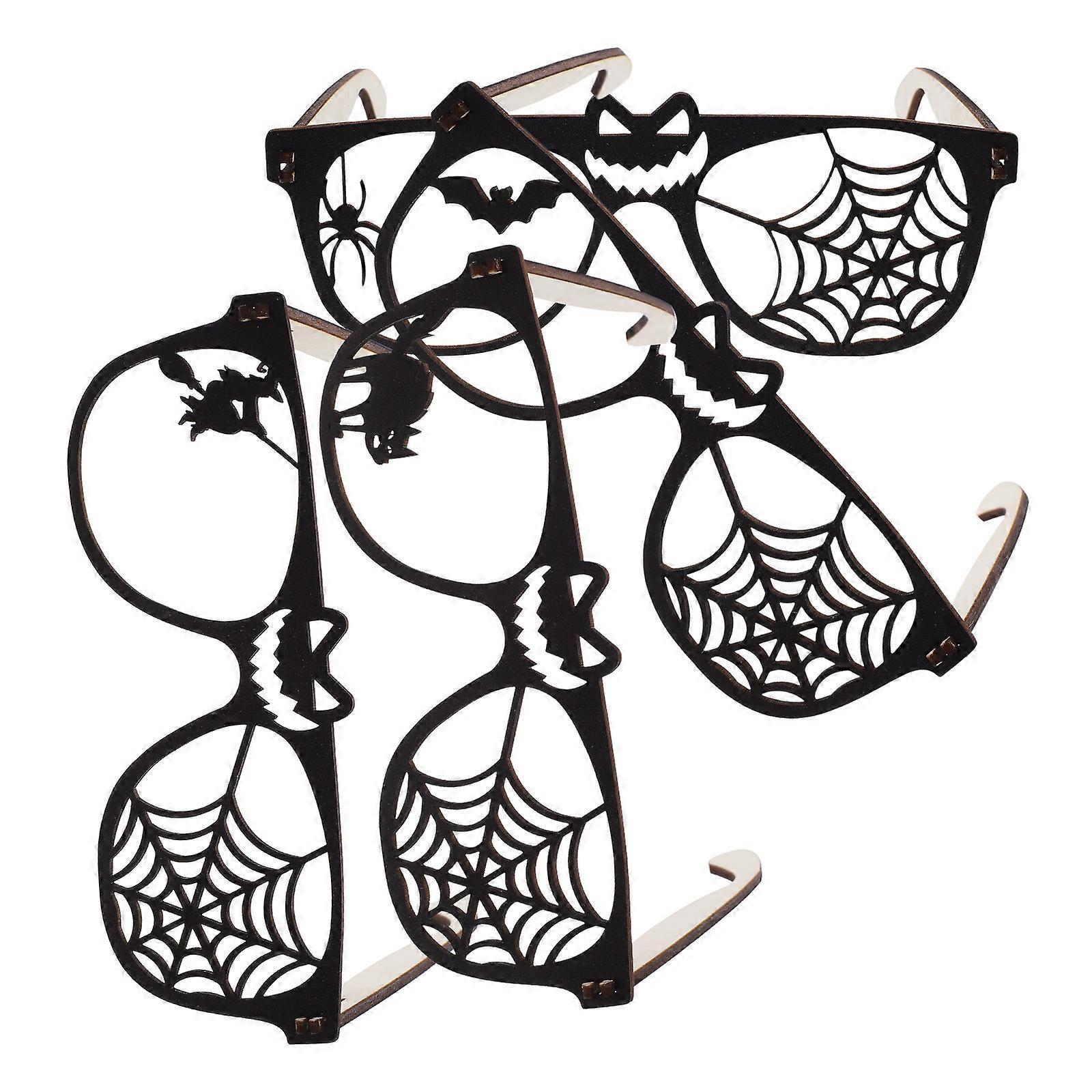 Halloween Party Glasses Frames for Fun Use 8Pcs Wooden Black Eyewear