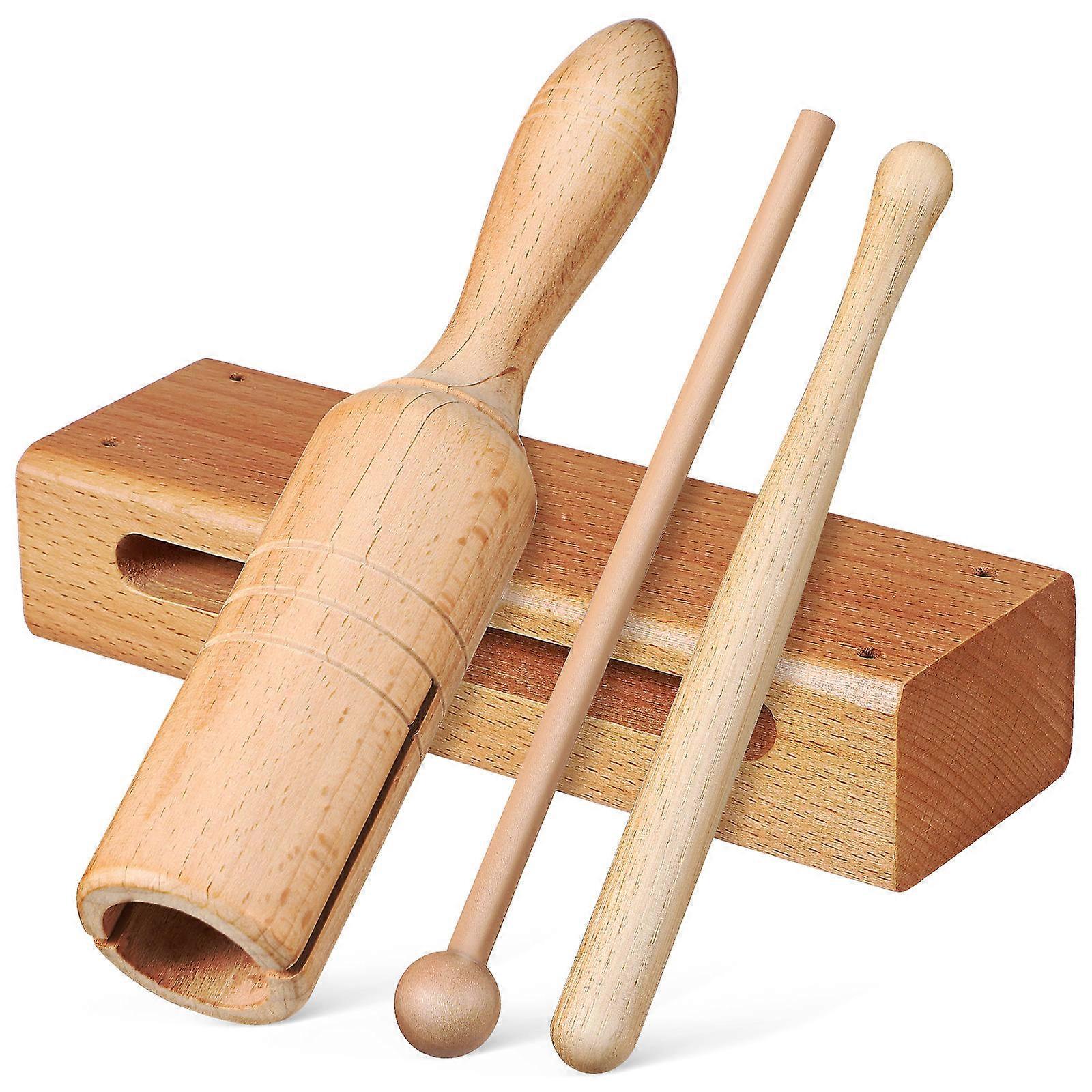 Handheld Wood Block Single Tone Wood Block for Playing 6Sets