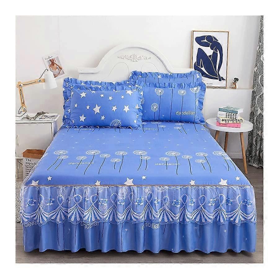 Bed Quilt Cover 3Pcs Bed Sheet Set With Euro Linen Lace Skirt Elastic Fitted Color A Code A Size 200x220cm And 180x200cm