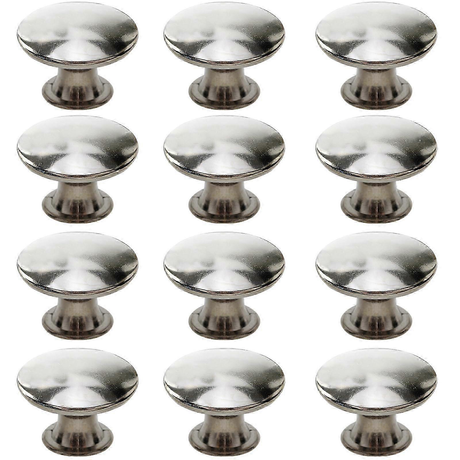 Silver cabinet knobs, 12 pack rustic round pulls