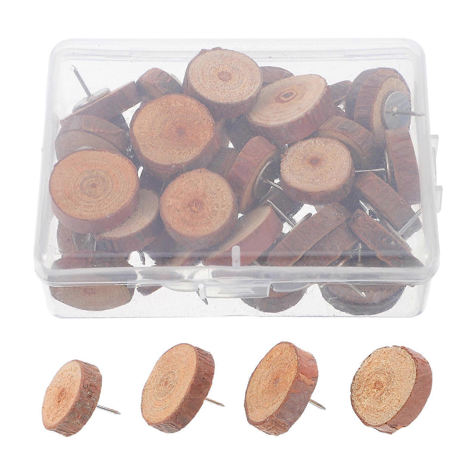 Wooden Round Head Push Pins for Holding Items 80Pcs Wall and Map Pins