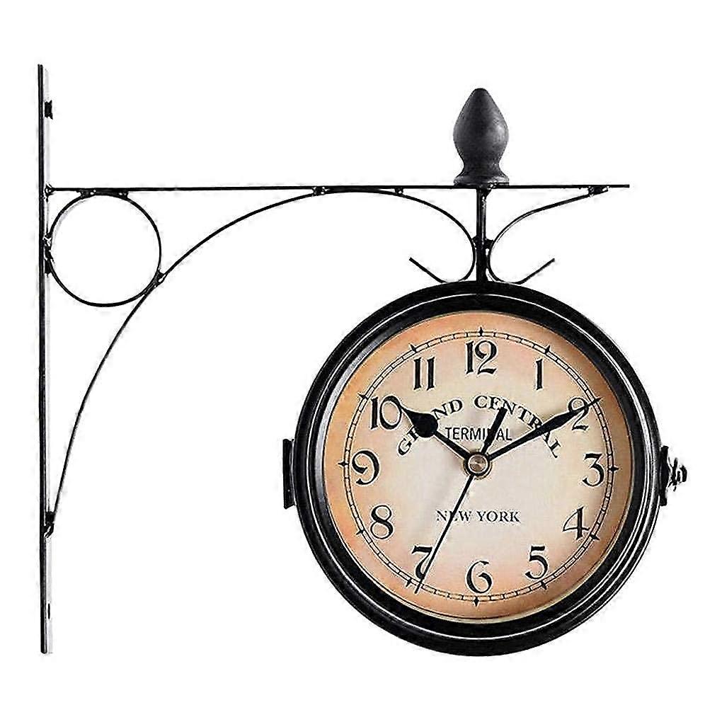 Wall Clock Weatherproof Outdoor Clock, DoubleSided Garden Clocks, Outdoor Iron Clock, EasyToRead Dial, Precise Timing