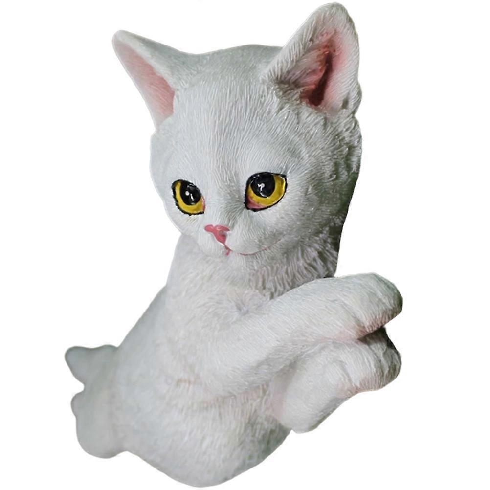 Resin Cat Model Cat Shape Ornaments Tabletop Decor White Color 1Set