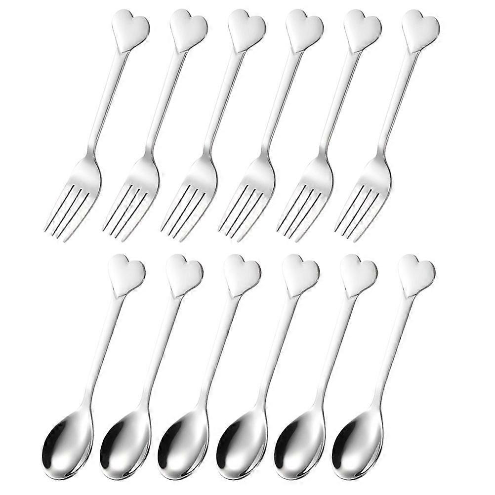 Stainless Steel Dessert Spoon and Fork Set for Multi-Function 5Sets
