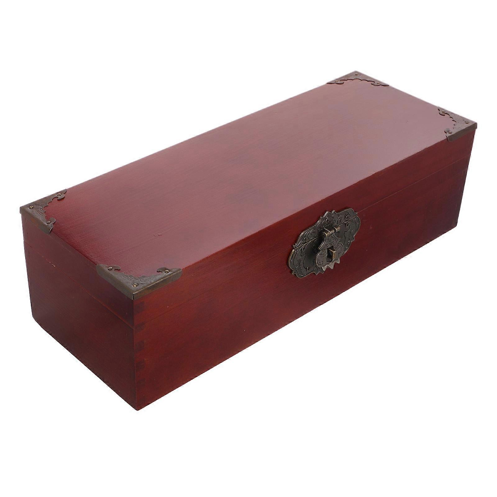 Small Keepsake Box with Lock for Storage 2Pcs Brown Wood Material