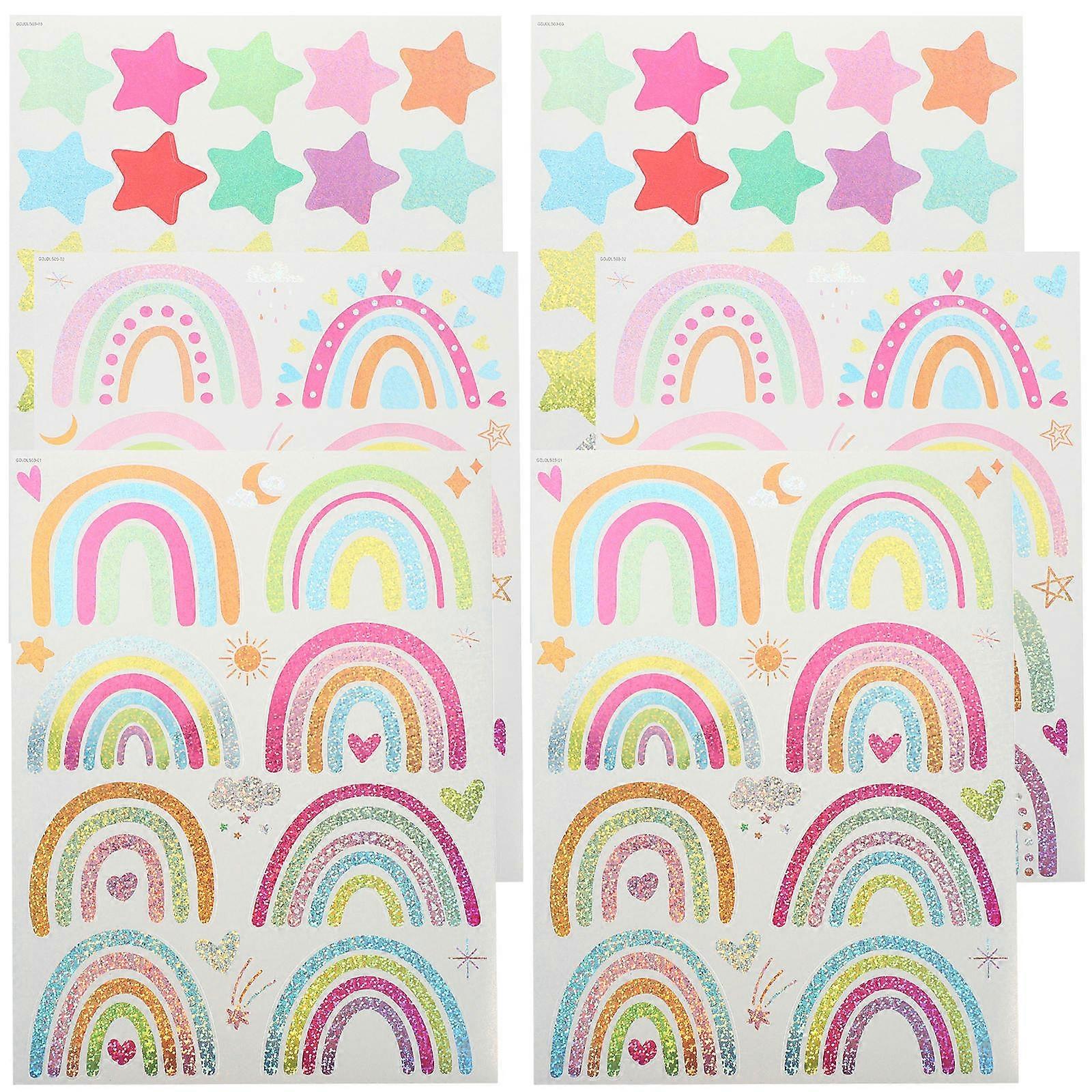 Colorful Rainbow Stickers For Photo Albums And Scrapbooking In Rectangular Shape 12 Pcs