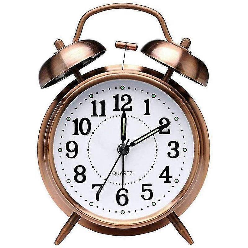 Minglan Retro Alarm Clock, Old Fashioned Bedside Alarm Clock With Non Ticking Twin Bell
