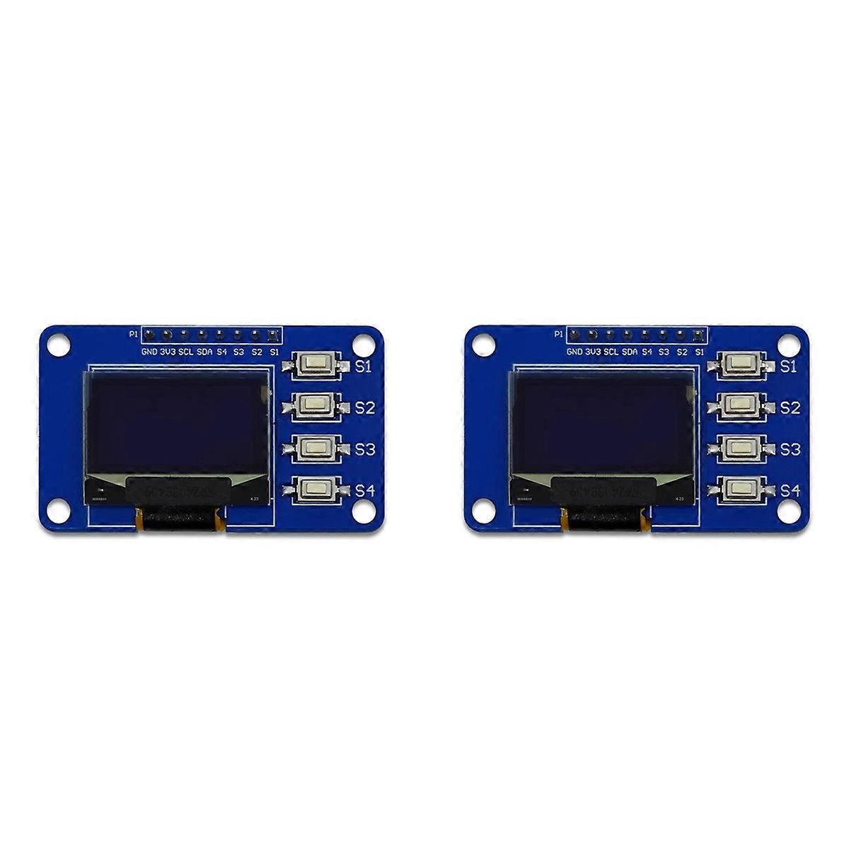 2pcs 0.96 Inch OLED Display Module 12864 Screen Module with Matrix & 4 Key Keyboards IIC