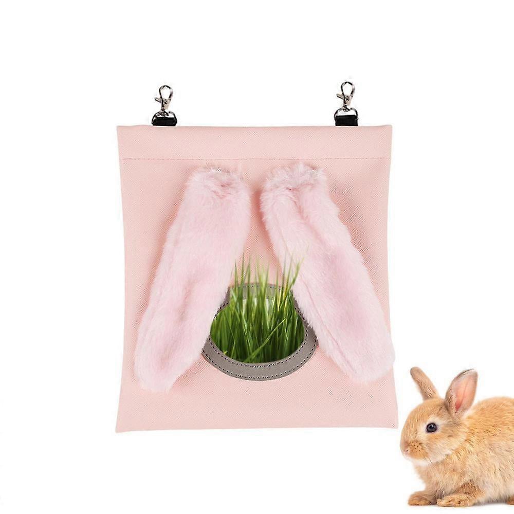 AIXING Rabbit Hay Bag with Cute Ears, Compatible with Bunny & Guinea Pig Feeder, Fabric Storage Bag for Hay, Useful Feeding Solution
