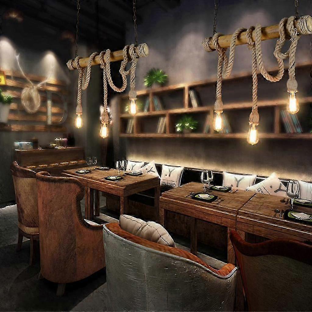 Vintage Rope Ceiling Lighting Pendant Hanging Light Industrial E27 Socket