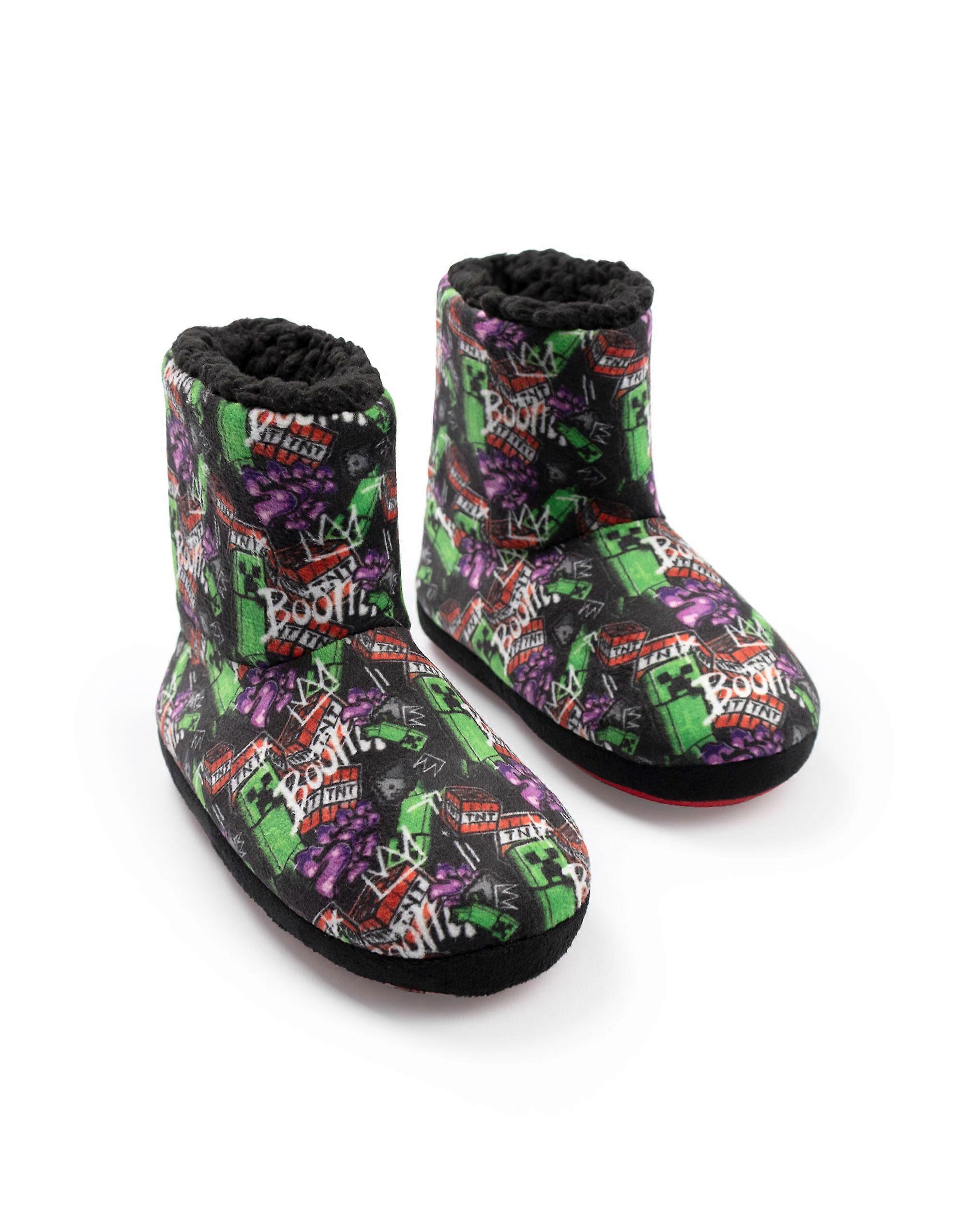 Minecraft Boys Slipper Boots Multicoloured Grafitti All Over Print