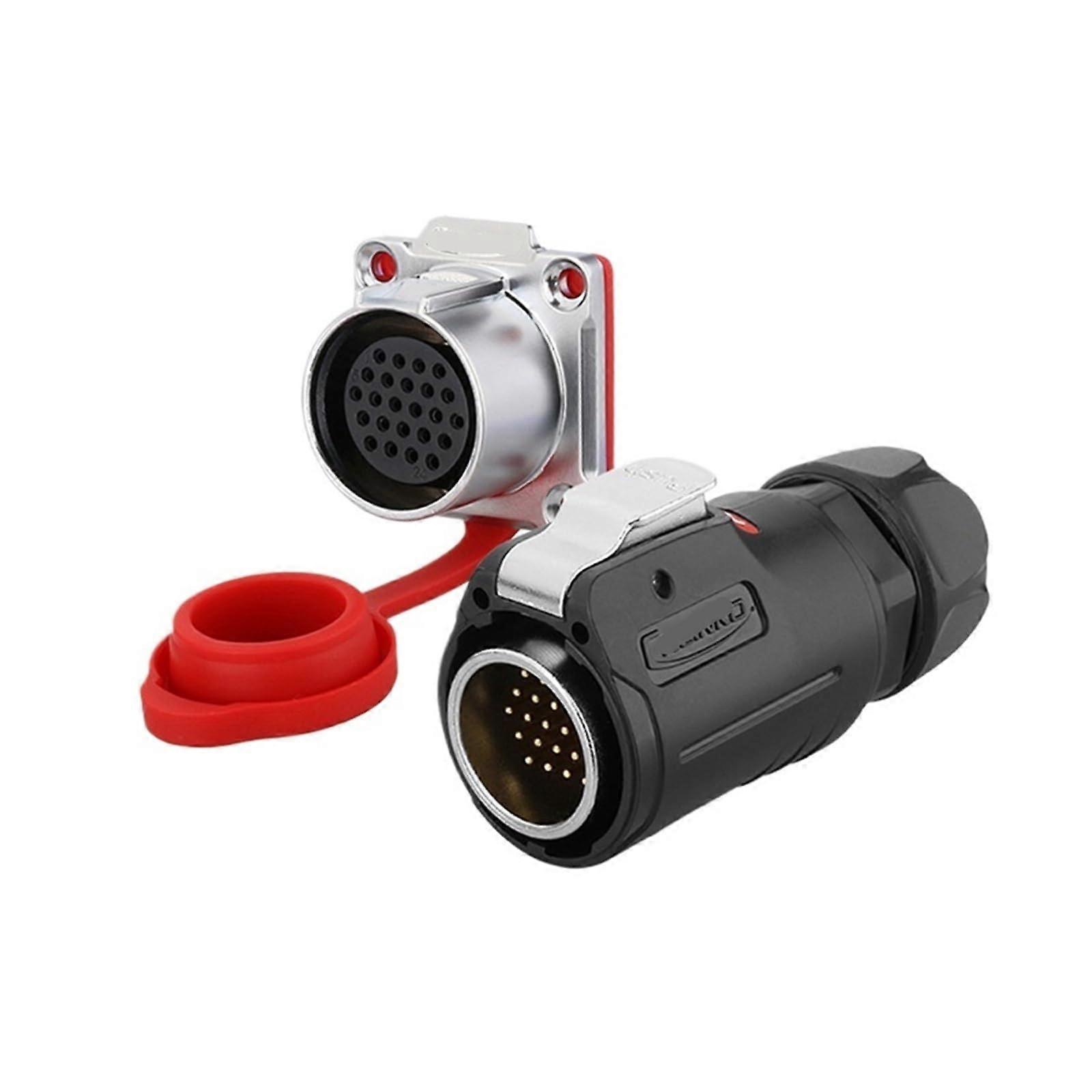 LP24 Signal Connector, 24Core MultiPin Aviation Plug, FlangeMount Waterproof Industrial Socket, 5V