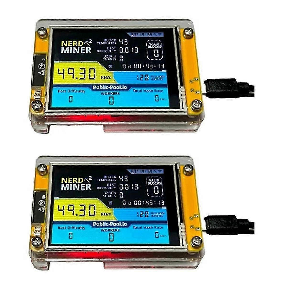 2X Nerdminer V3 2.8-Inch BTC Solo Lottery Nerd Miner Crypto Solo Mining Machine