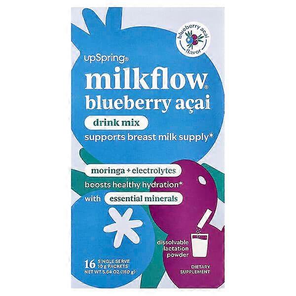 UpSpring, MilkflowÃÂÃÂÃÂÃÂÃÂÃÂÃÂÃÂ® Drink Mix, Blueberry Acai, 16 Single Serve Packets, 0.35 oz (10 g) Each
