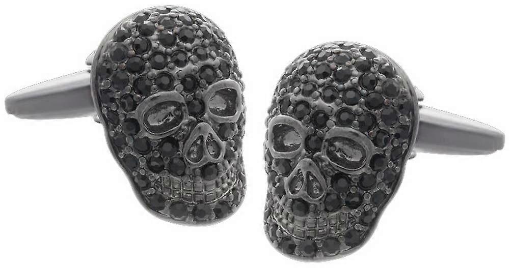 David Van Hagen Crystal Skull Cufflinks - Black/Grey