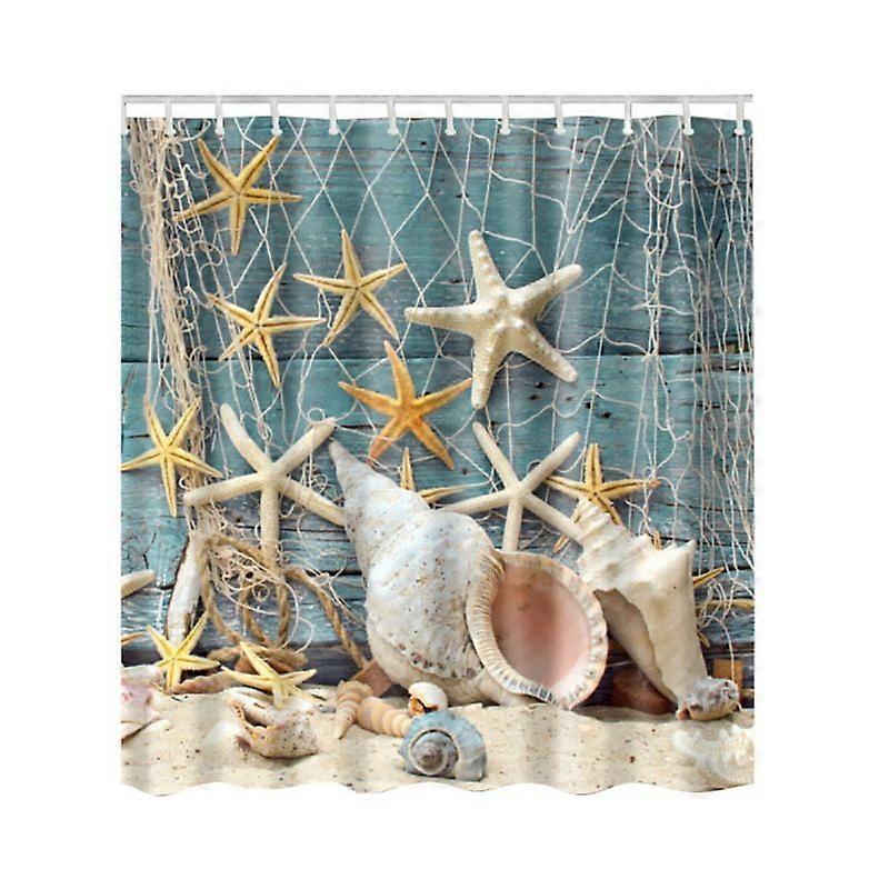 Polyester Waterproof Mildew Resistant Printed Shower Curtain Set Free Plastic Hooks Included