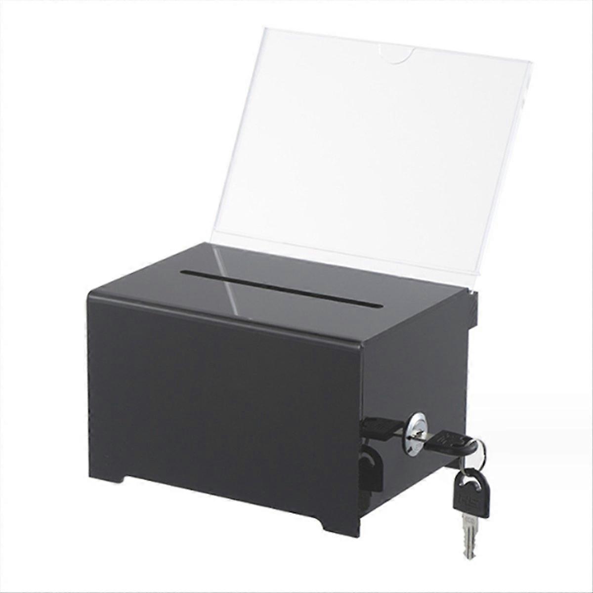 鍵付きアクリル募金箱、サインホルダー付き黒投票箱