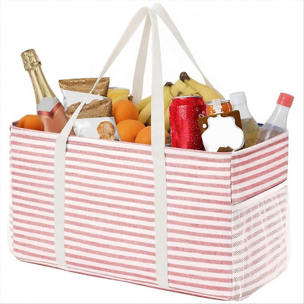 Extra Large Tote Bag, Metal Wire Frame, Pink