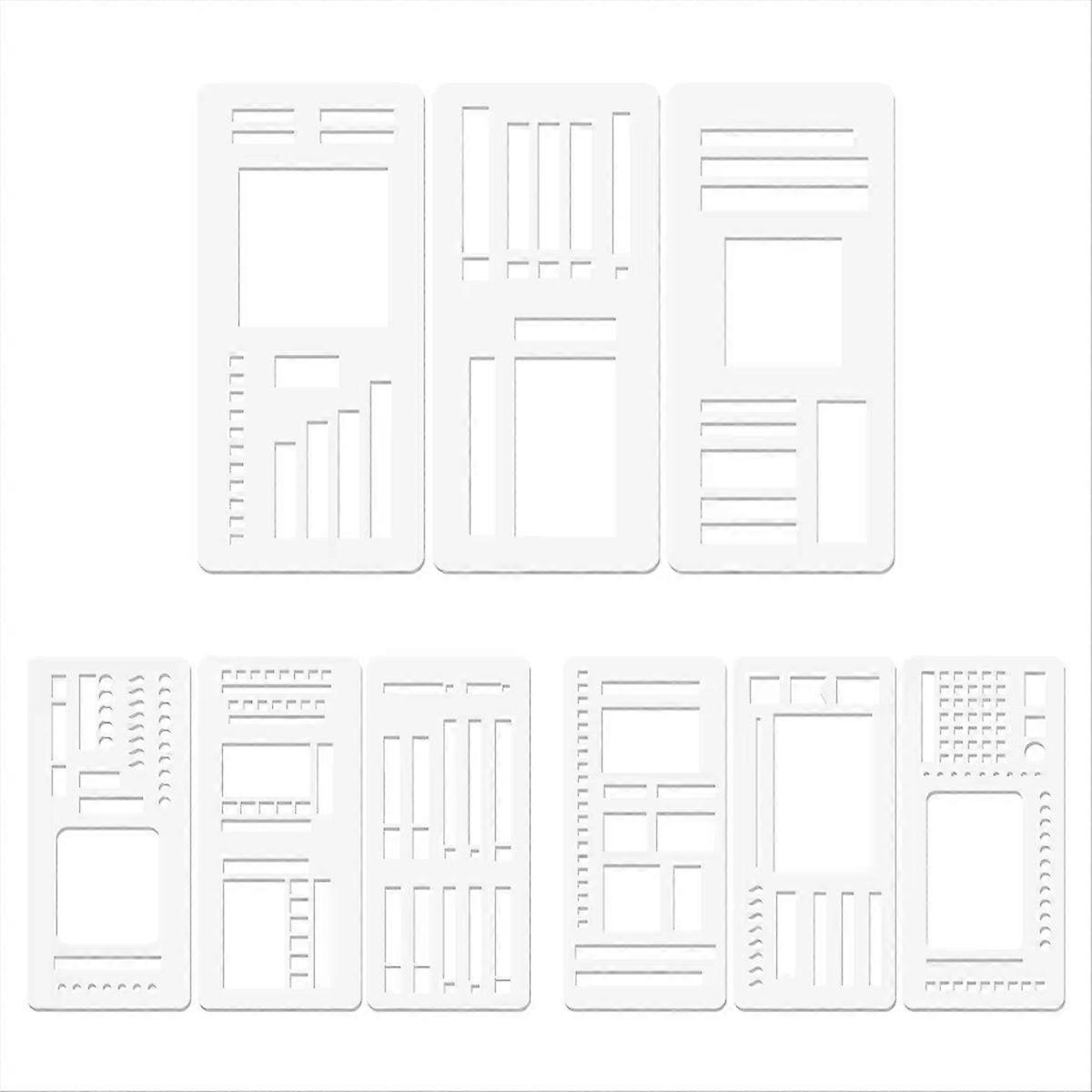 9Pcs Handmade Flexible Record Template, Versatile Planner Stencils Set for Dot Grid Journals