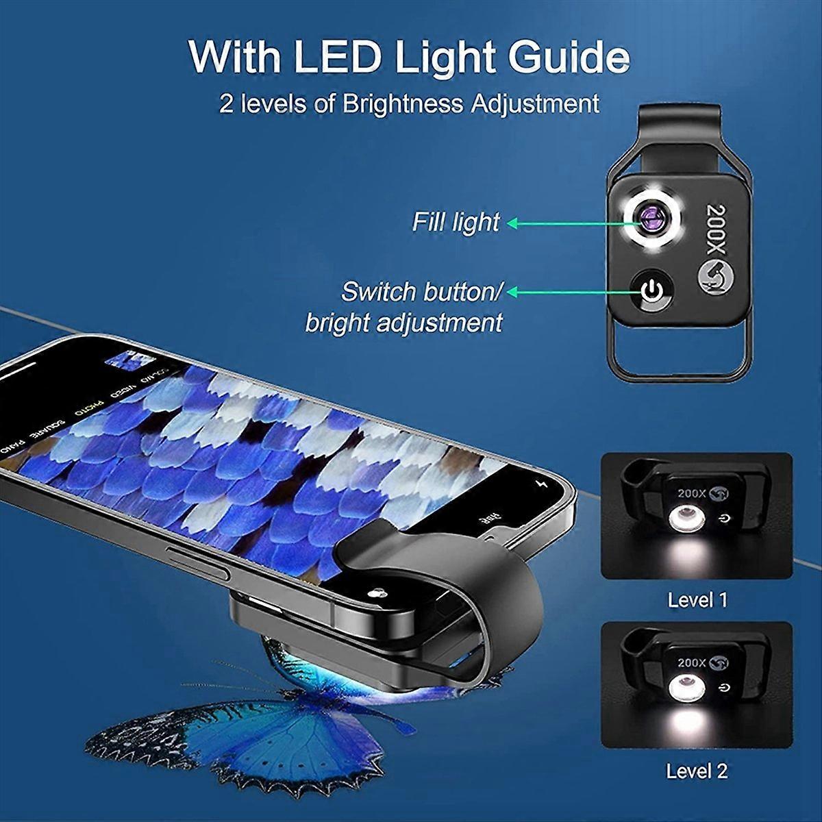 Magnification Microscope Lens for Ios Android All Smartphones,Black