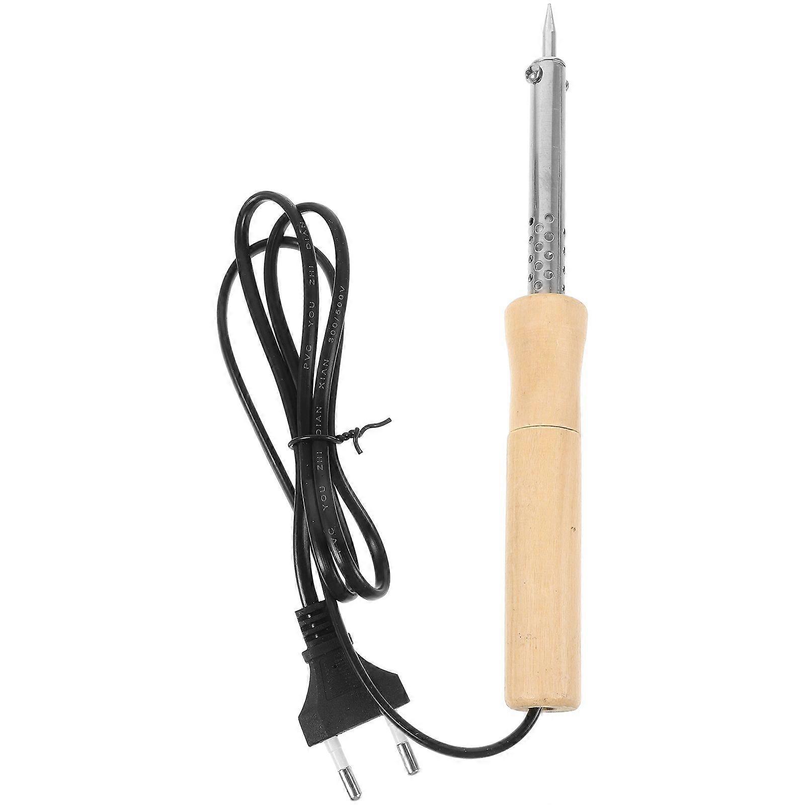 Electric Soldering Iron Portable Household Soldering Tool Welding Tool With Wooden Handle (EU Plug)