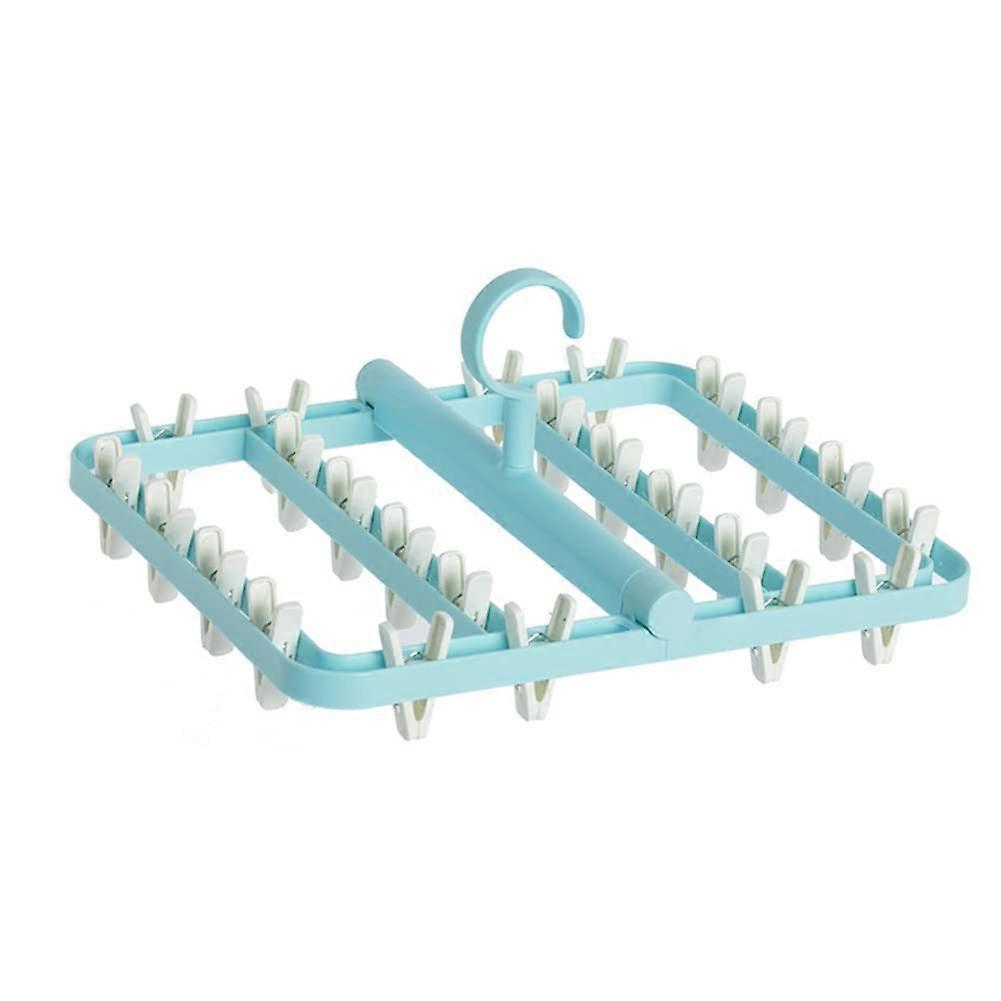 Sock Drying Rack Folding Portable Plastic Hanging Dryer 2Pack With 24 Clips SpaceSaving Drip Hanger Gray Blue