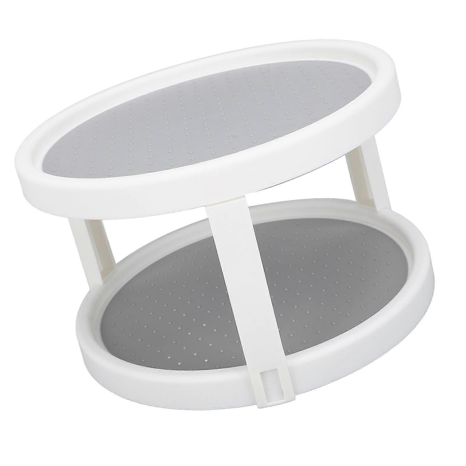 Turntable Spice Organizer Stable Structure Double Layer 25cm Dia 360 Deg Rotating Space Saving Rack Spinner for Kitchen 