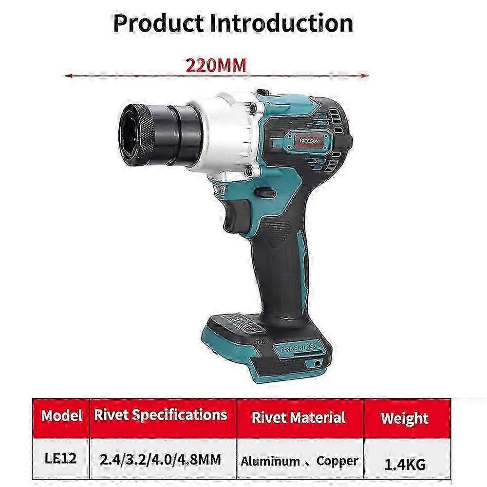 Electric Riveter Anti Slip Handle Brushless Electric Rivet Nut Machine with LED Light